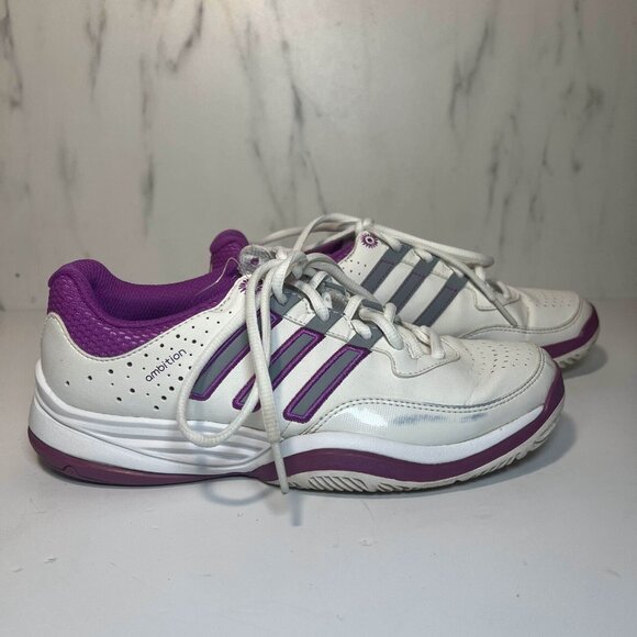 Adidas Sneakers Womens 6.5 White Purple Ambition II Lace Up Athletic Running - Picture 7 of 12